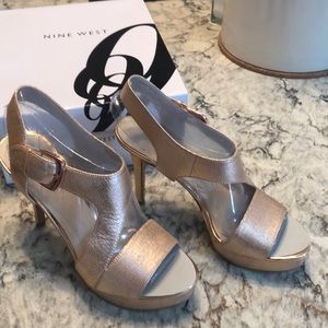 Nine West Pink Metallic Rose Gold Heels NIB